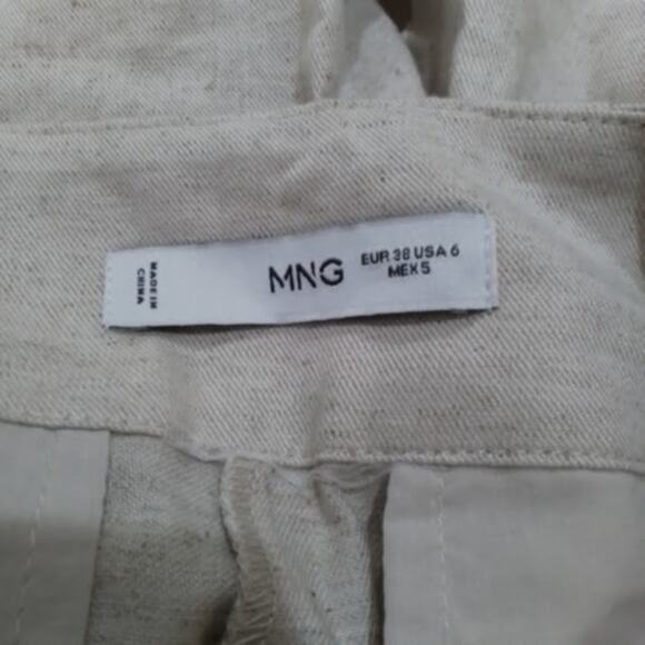 MNG Mango Linen Blend Wide Leg Pants Women’s Size 6 Beige - Picture 3 of 3